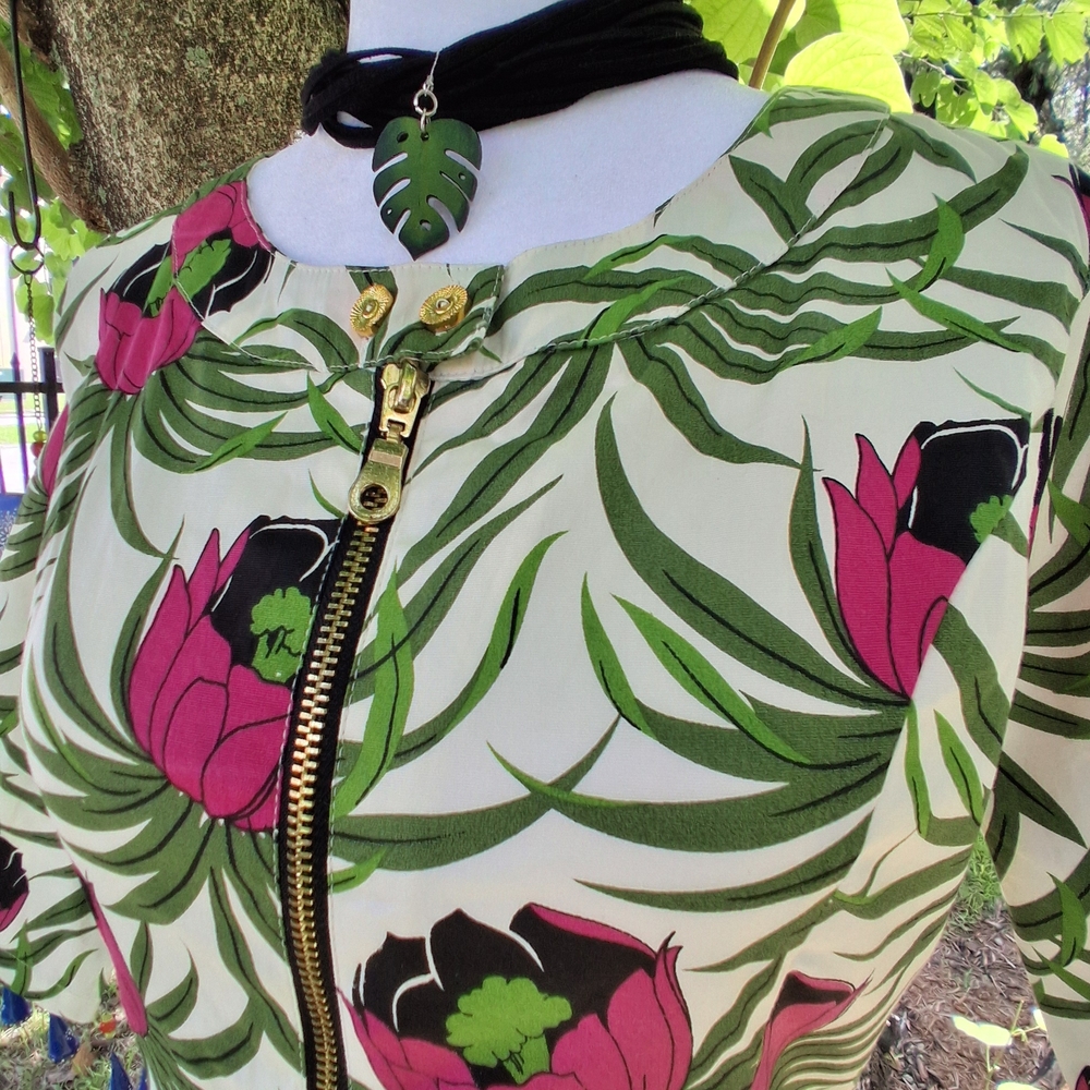 🔥NWT DESIGNER Tropical Paradise Floral Midi Dress Overcoat Size 6 & FREE GIFT